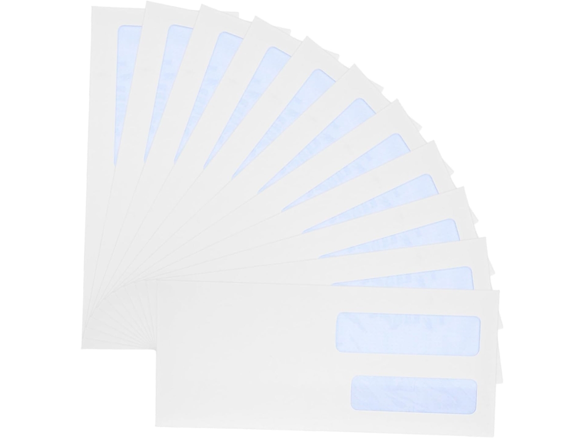 100 Envelopes Comerciais Brancos Din Com Janela Dupla, Autoadesivos