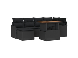 Conjunto 7 Conjunto De Jardim Vidaxl Preto Vime Pe (100 X 55 X 73 Cm)