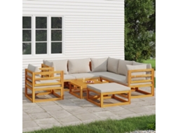 Vidaxl 8 Pcs Conj. Lounge De Jardim Madeira C/ Almofadões Cinza-claro