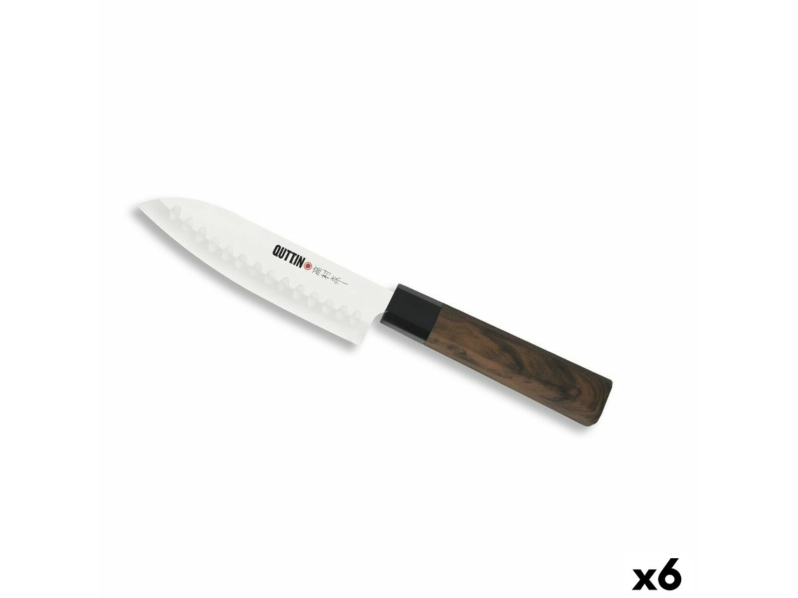 Faca de Cozinha QUTTIN Santoku Takamura Castanho Prateado Aço Inoxidável 12 Cm 6 Unidades