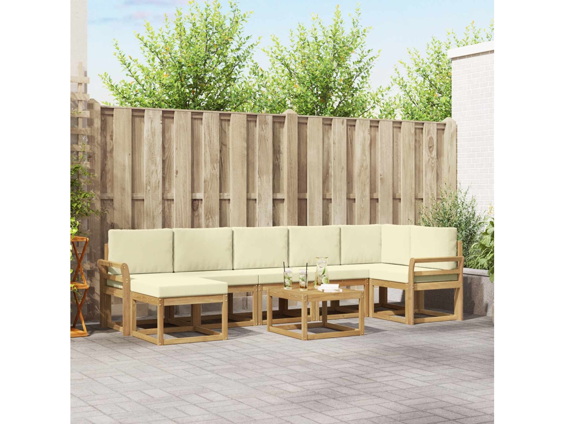 Vidaxl Conjunto De Sofás Para Exterior 8 Unid. Branco E Creme