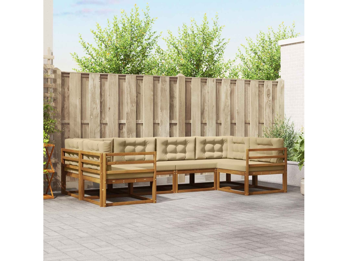 Vidaxl Conjunto De Sofás Para Exterior 6 Unid. Natural E Bege