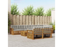 Vidaxl Conjunto De Sofás Para Exterior 9 Unid. Cinza Natural E Claro