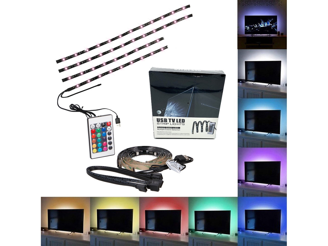 Fita Led, 110 Cm, Usb, Para Decoração De Móveis, Televisão, Prateleiras E Ambientes Internos