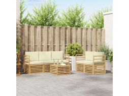 Vidaxl Conjunto De Sofás Para Exterior 6 Unid. Branco E Creme