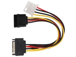 Aetheria 2pcs Cabos Sata 18cm 15pin Macho para Molex 4pin Fêmea e Extensão para Gabinete de Computador