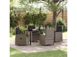 Vidaxl Conjunto de Jantar para Jardim 5 Pcs Cinzeto Vime Pe