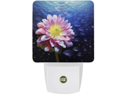 Luminária de parede noturna em formato de flor, luz branca com sensor, lâmpada LED de baixo consumo para quarto.