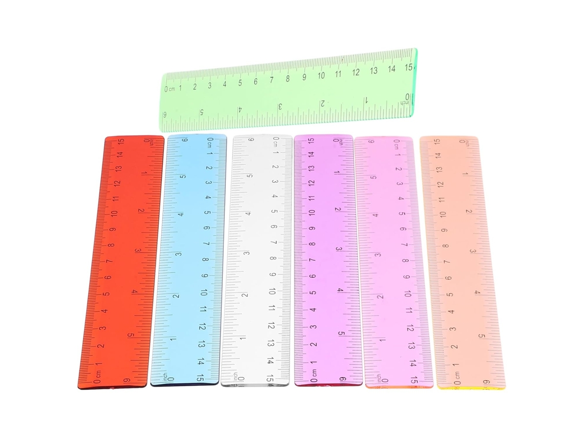 Conjunto De 14 Réguas Transparentes Coloridas Kit Matemáticas Para