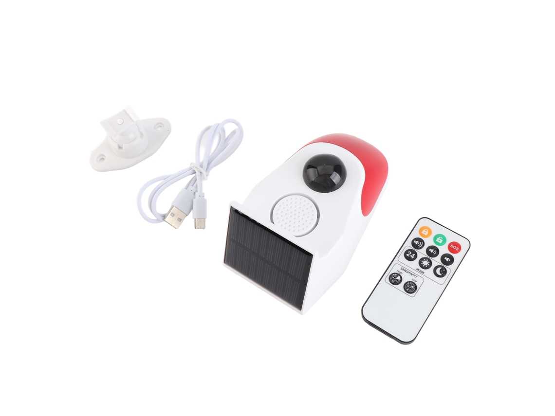 Anunciador Solar Com Detector De Corpo Humano E Alarme De Som E Luz De Alto Decibelio