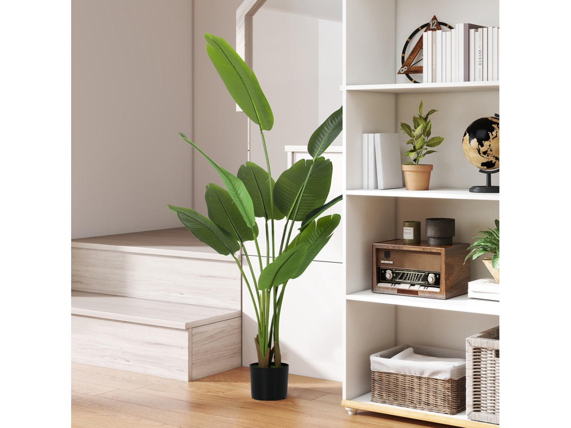 Planta Artificial De Interior De 160 Cm, Árvore Artificial Com Vaso De Plástico E Terra Floculada, Verde.