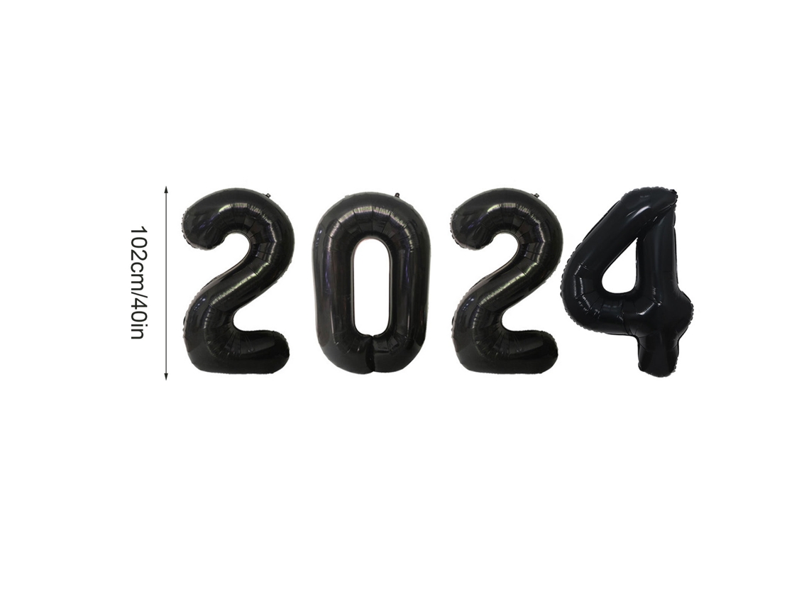 Conjunto De Balões Digitais (40 Polegadas, Preto, Para Decoração Do Dia De Ano Novo) Eoocoo