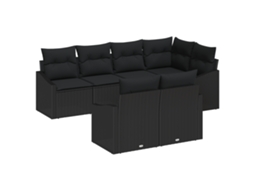 Conjunto 7 Conjunto De Sofás Para Exterior Vidaxl Preto Vime Pe (233,5 X 123,5 X 85 Cm)