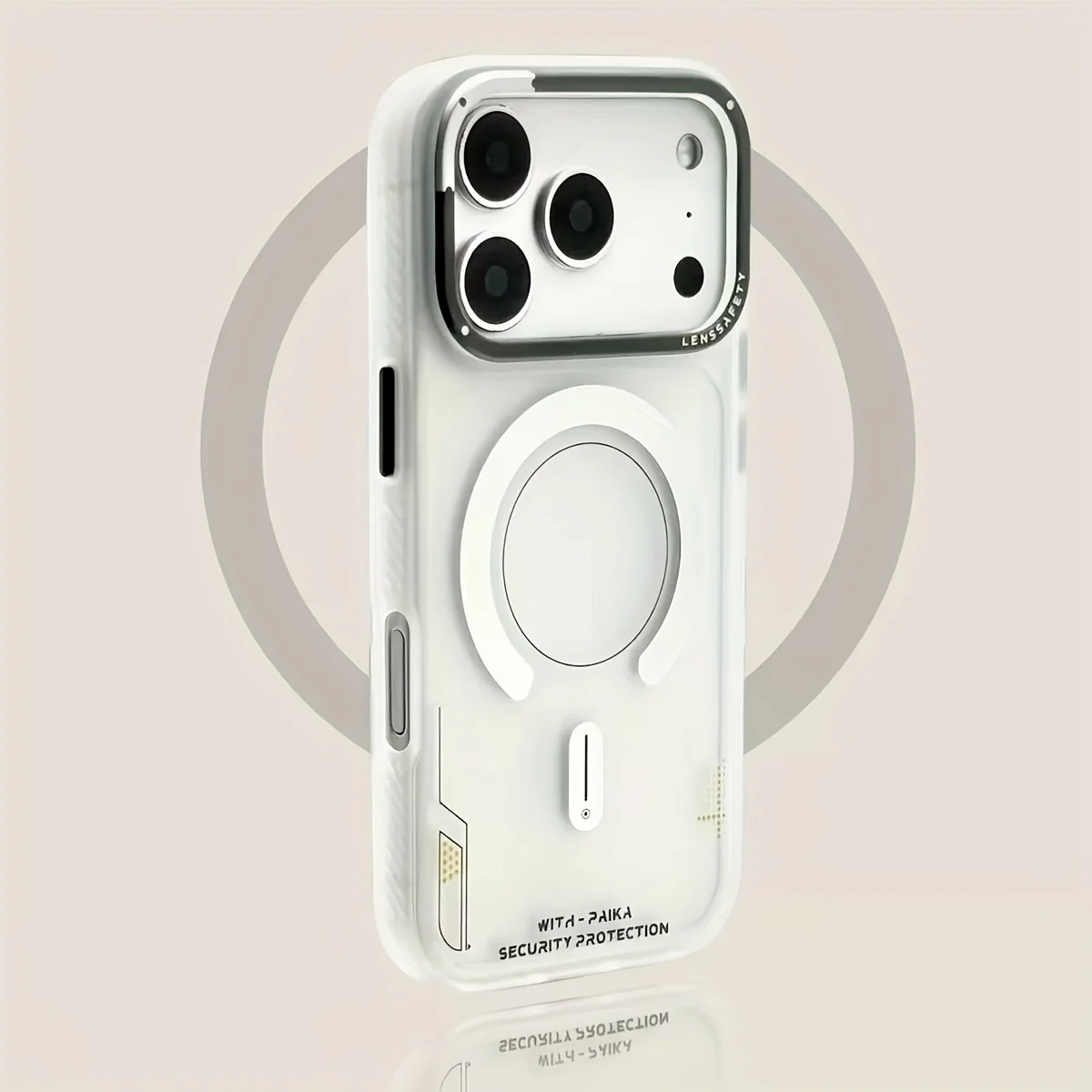 Capa Magnética Semitransparente Jateada (marrom Claro Para Iphone 14 Pro), Proteção Para Lente E Resistente A Impactos.