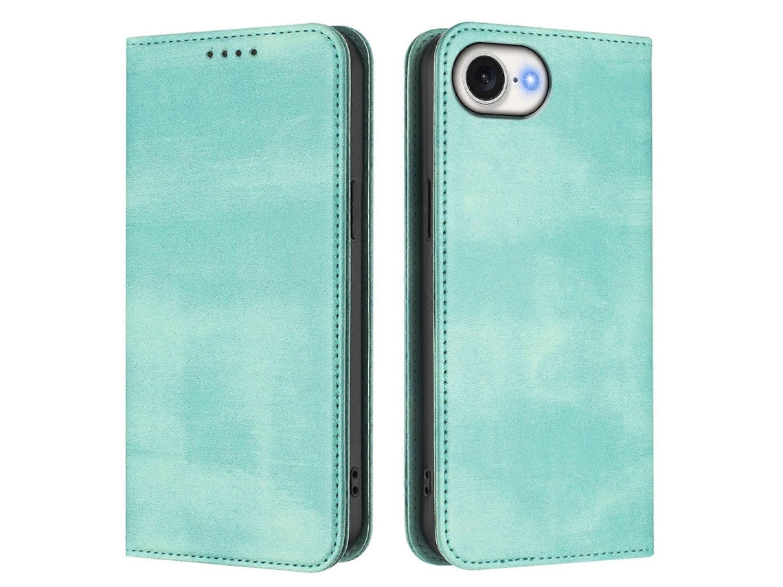 Capa Tipo Carteira Para Iphone 16e, Textura Retrô, Com Bloqueio Rfid, Em Couro