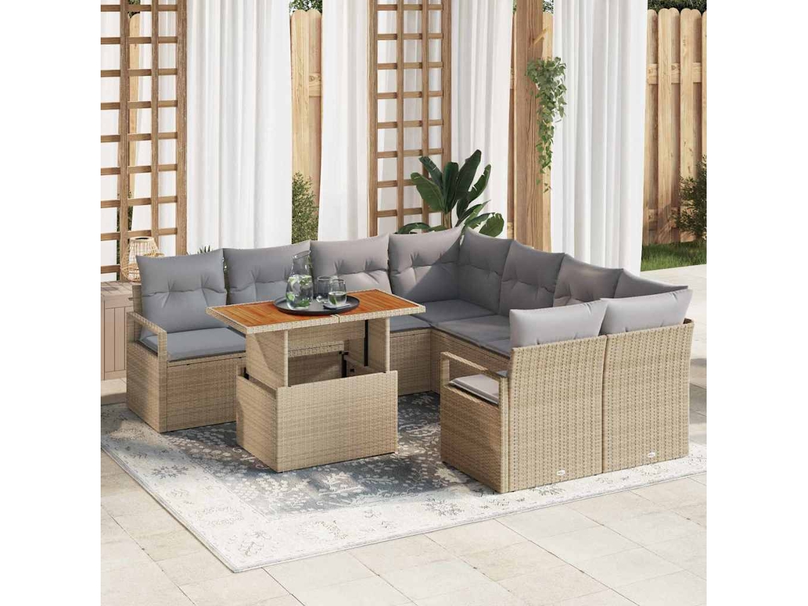 Vidaxl Conjunto De Sofá De Jardim 9 Unid. 8-número De Lugares