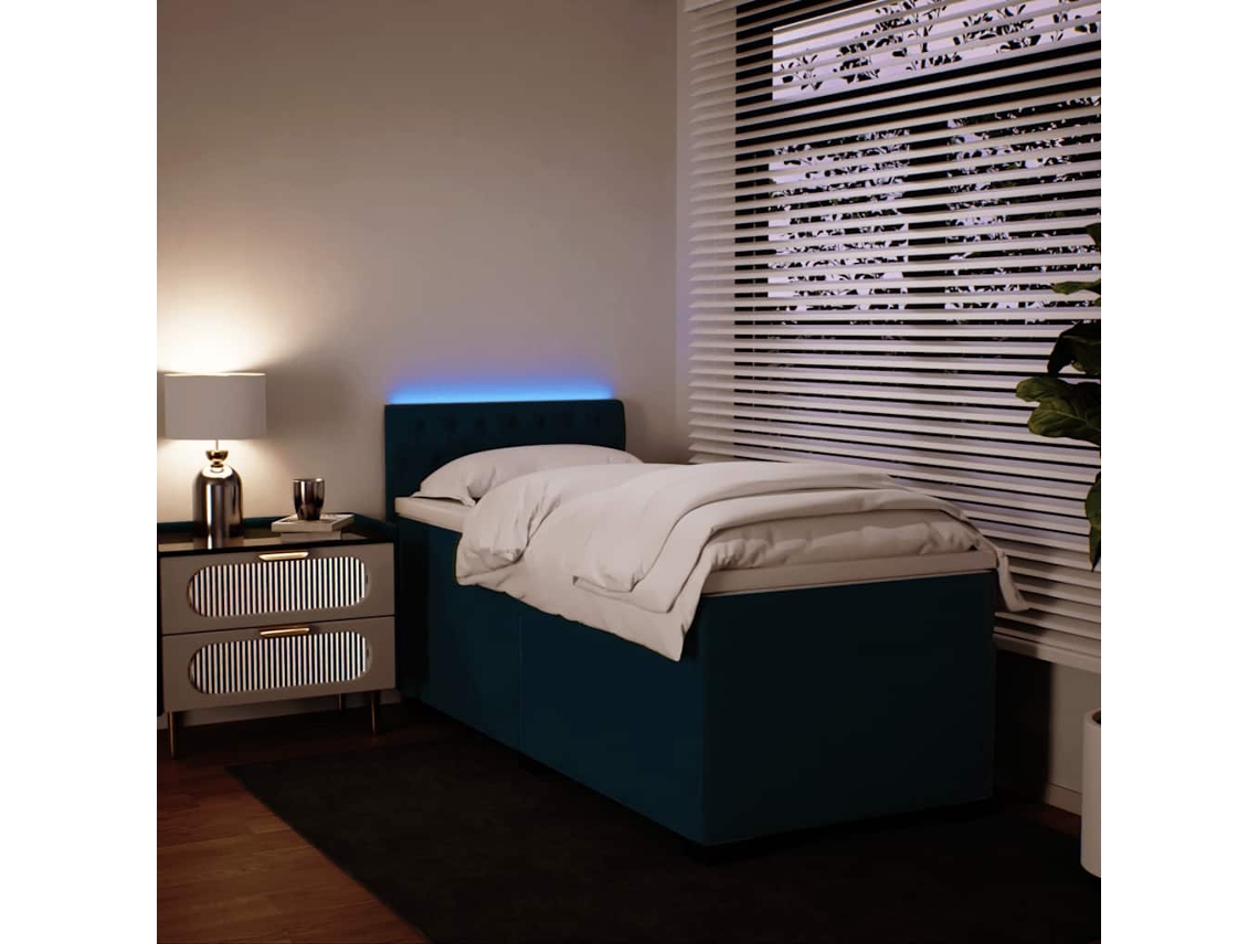 Vidaxl Cama Boxspring Com Colchão 90x190 Cm Veludo Azul