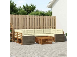 Vidaxl Conjunto De Sofás Para Exterior 7 Unid. Natural E Creme