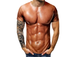 Camiseta Para Homem 3d, Musculosa Simulada, Manga Curta