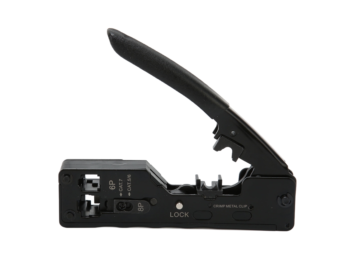 Ferramenta De Crimpagem Rj45 Ajustável Para Cabo Ethernet Cat5e Cat6a Cat7a Com Trava De Segurança