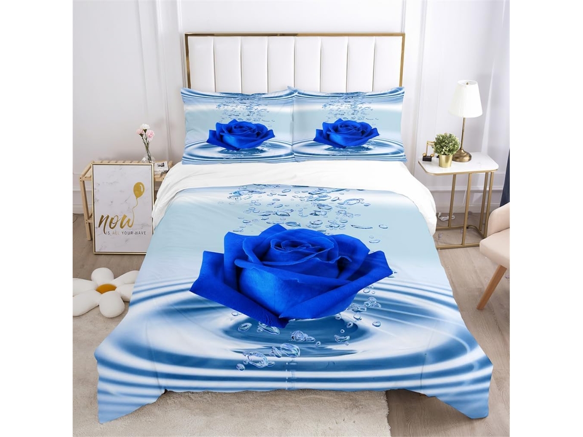 Capa de Edredom com Estampa Floral 3d para Me em Microfibra Fronha 220x240cm
