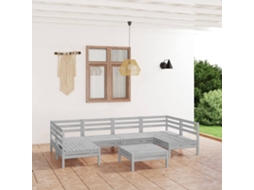 Vidaxl 7 Pcs Conjunto Lounge De Jardim Pinho Maciço Branco