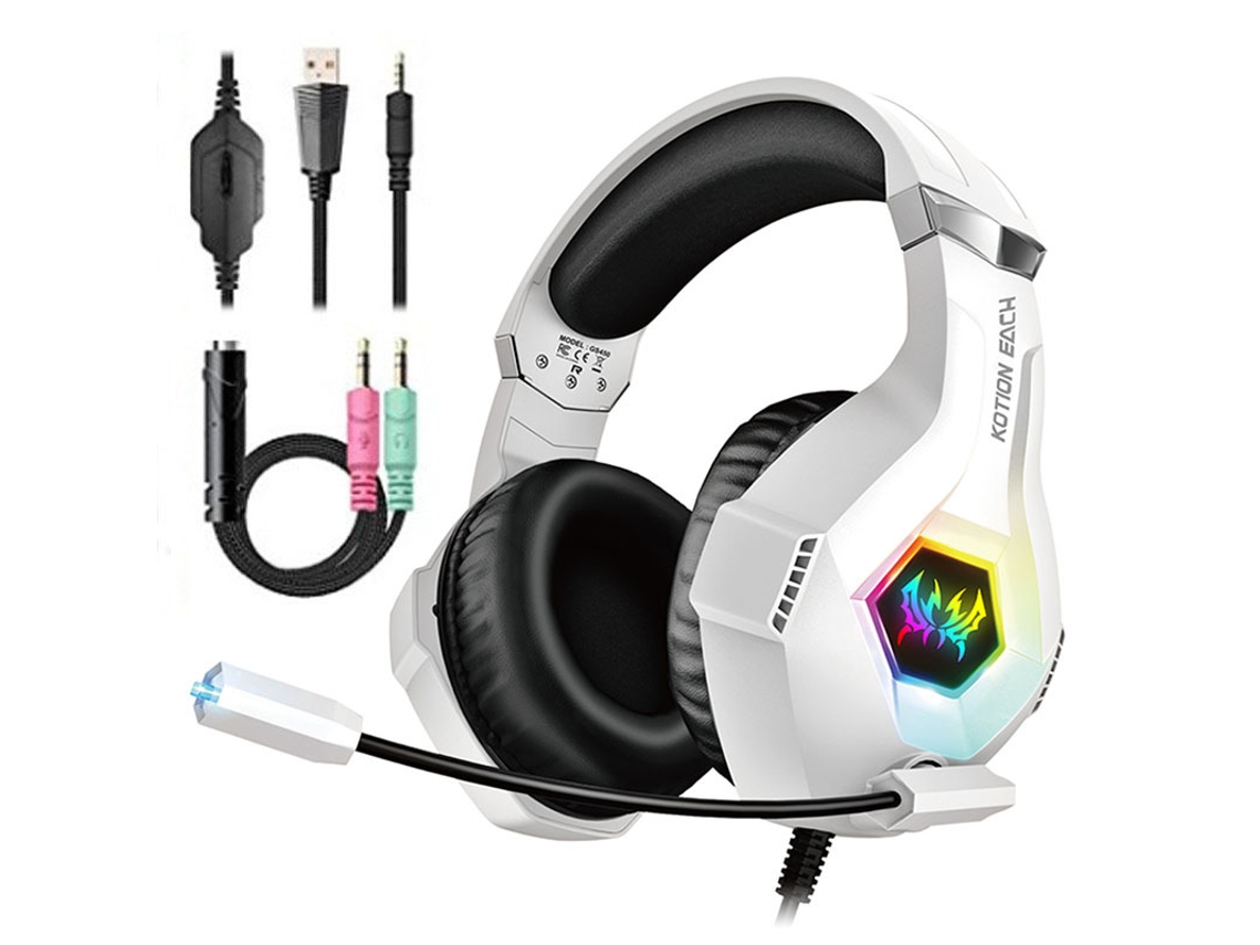 Fone De Ouvido Para Jogos Beexcellent Gs450rgb Para Pc, Telefone E Celulares 3,5 Compatível Com Pc E Celulares Ushion (preto/branco)