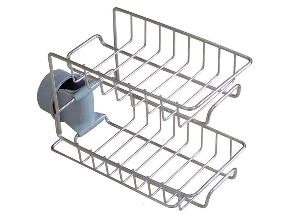 Porta Esponjas De Cocina Acero Inoxidable Organizador De Fregadero Con Drenaje Para Jabón Cepillo Líquido