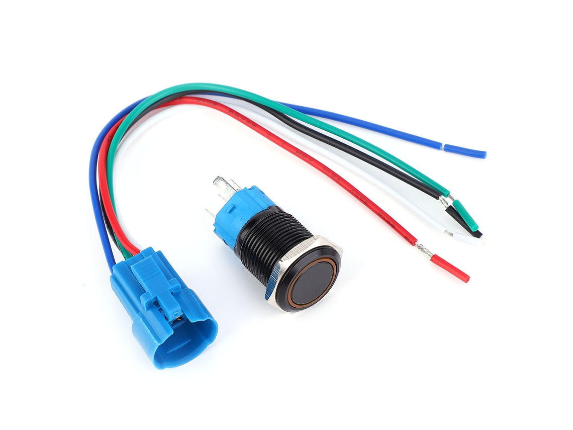 Laxiscreed Interruptor De Botão Metal 5 Pinos Com Luz Indicadora Amarela E Auto-reset