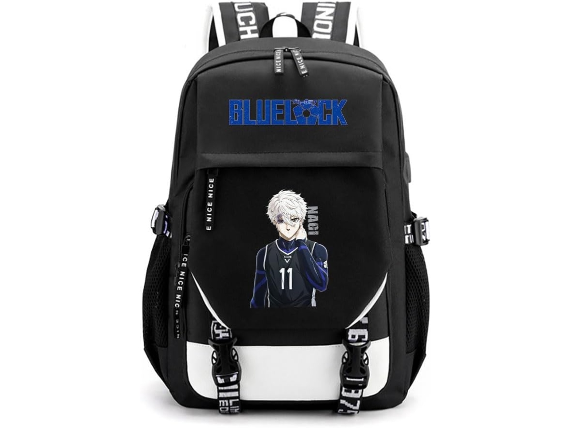 Mochilas Escolares Com Cadeado Azul Estilo Anime Para Meninos, Meninas, Homens E Mulheres.
