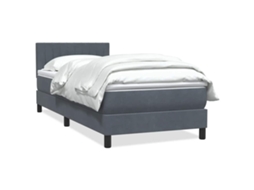 Cama Com Molas/colchão Cinza-escuro 80x210 Cm Veludo