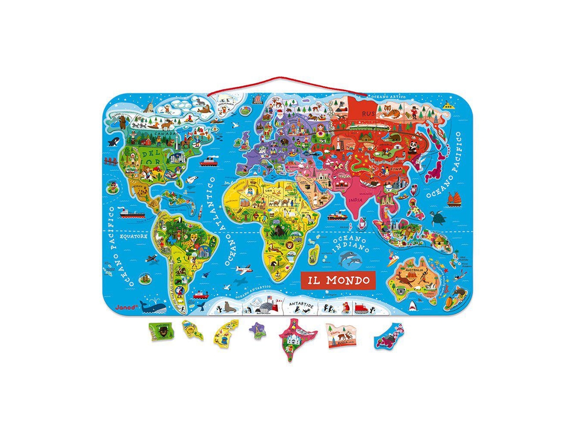 Janod Magnetic World Map Puzzle Italian Version