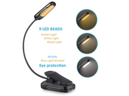 Luminária Led De Pescoço, 9 Díodos, Recarregável, Usb, Clipe, Flexível, 9 Modos, Para Estudo, Cabeceira, Trabalho, Artesanato Ou Viagens