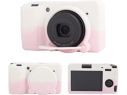 Capa Silicone HEXINYIGJLY para Ricoh Gr Iii/gr Iiixtampa Objetiva Removível, Acesso Tripé Branco / Rosa