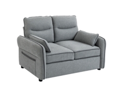 Sofá De 2 Lugares, Sofá Em Veludo Egípcio, 2 Pufes Incluídos, Com Bolso Lateral, 136 X 81 X 90 Cm, Cinza