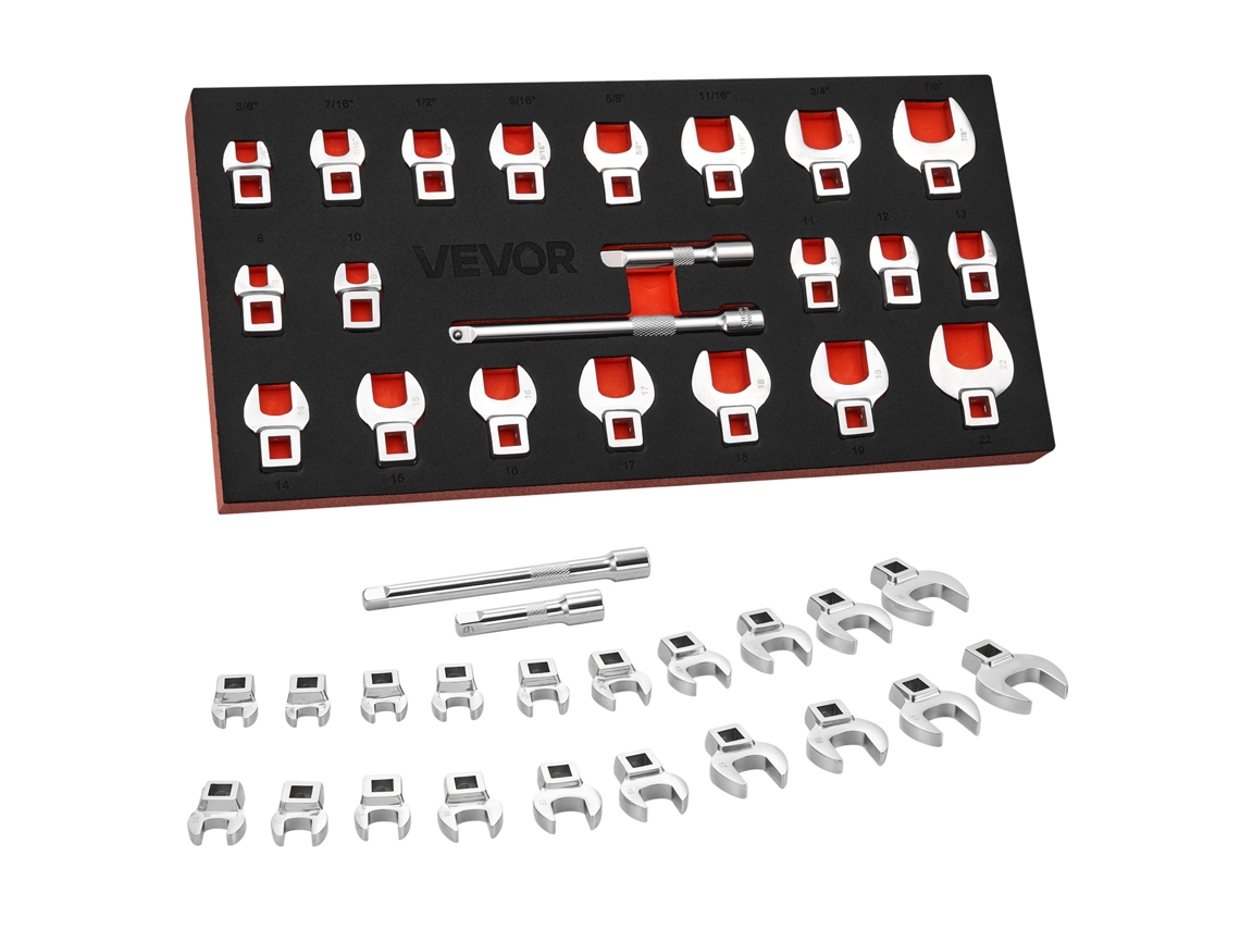 Conjunto De Chaves De Garra Vevor, 22 Peças, Com Encaixe De 3/8polegadas, Em Cr-mo