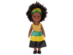 Primerox boneca Africana de 14 Polegadas com Roupas Mudáveis Brinquedo Calmante Realista para Crianças