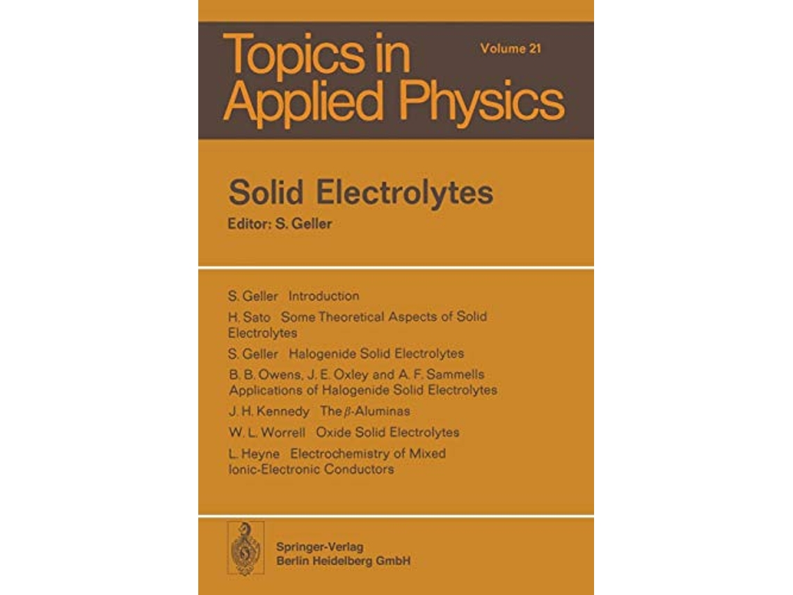 Livro Solid Electrolytes Topics in Applied Physics 21 de S Geller (Inglês)