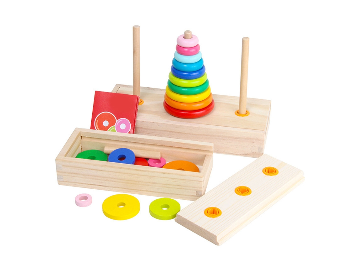 Mali jogo de Torre de 10 Anéis Madeira Educação Lógica Pensamento Crianças Brinquedo Grande