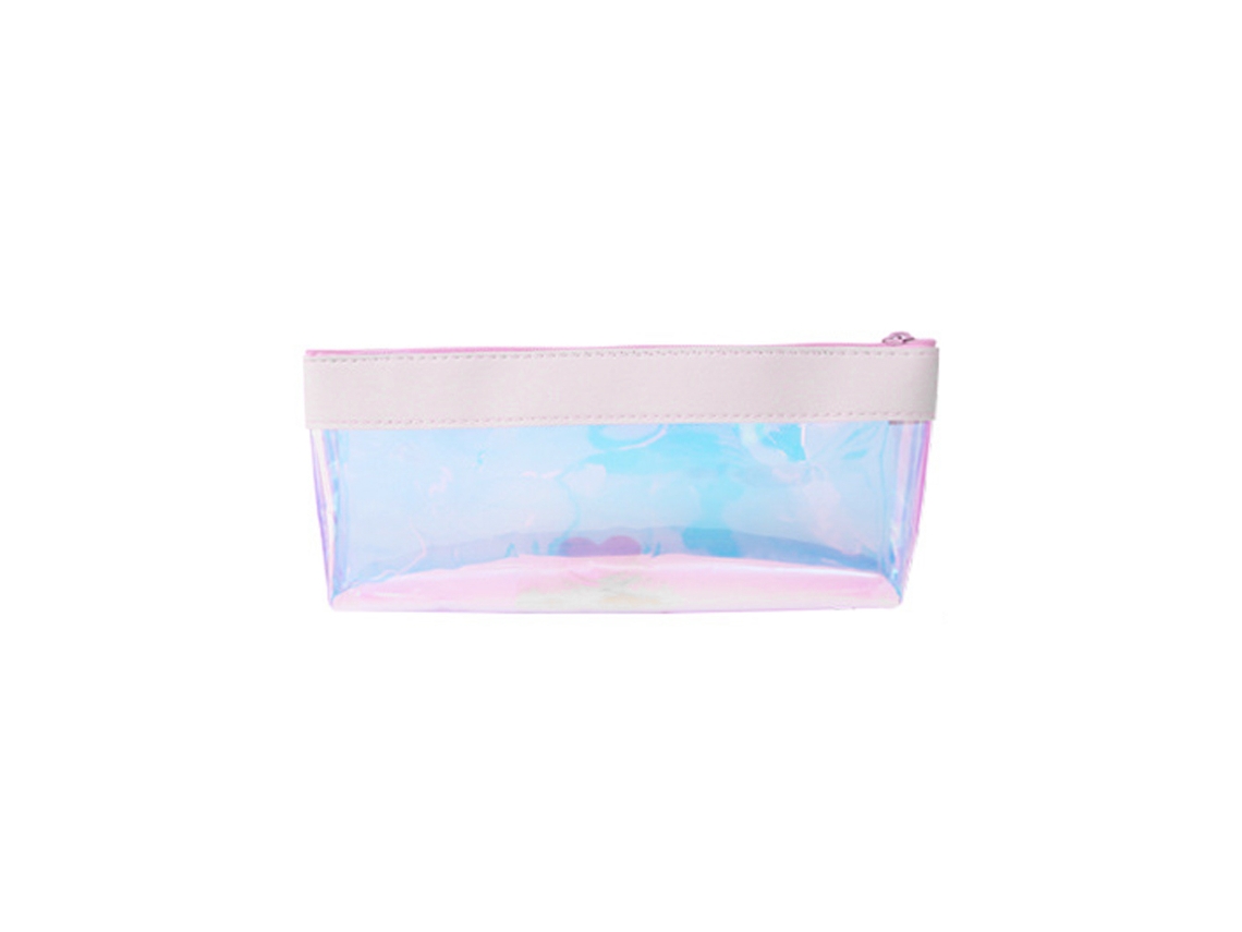 KOFIHETY Estojo Pencil Case Impermeável Colorido Transparente Com Lantejoulas Branco Triangular Para Maquilhagem