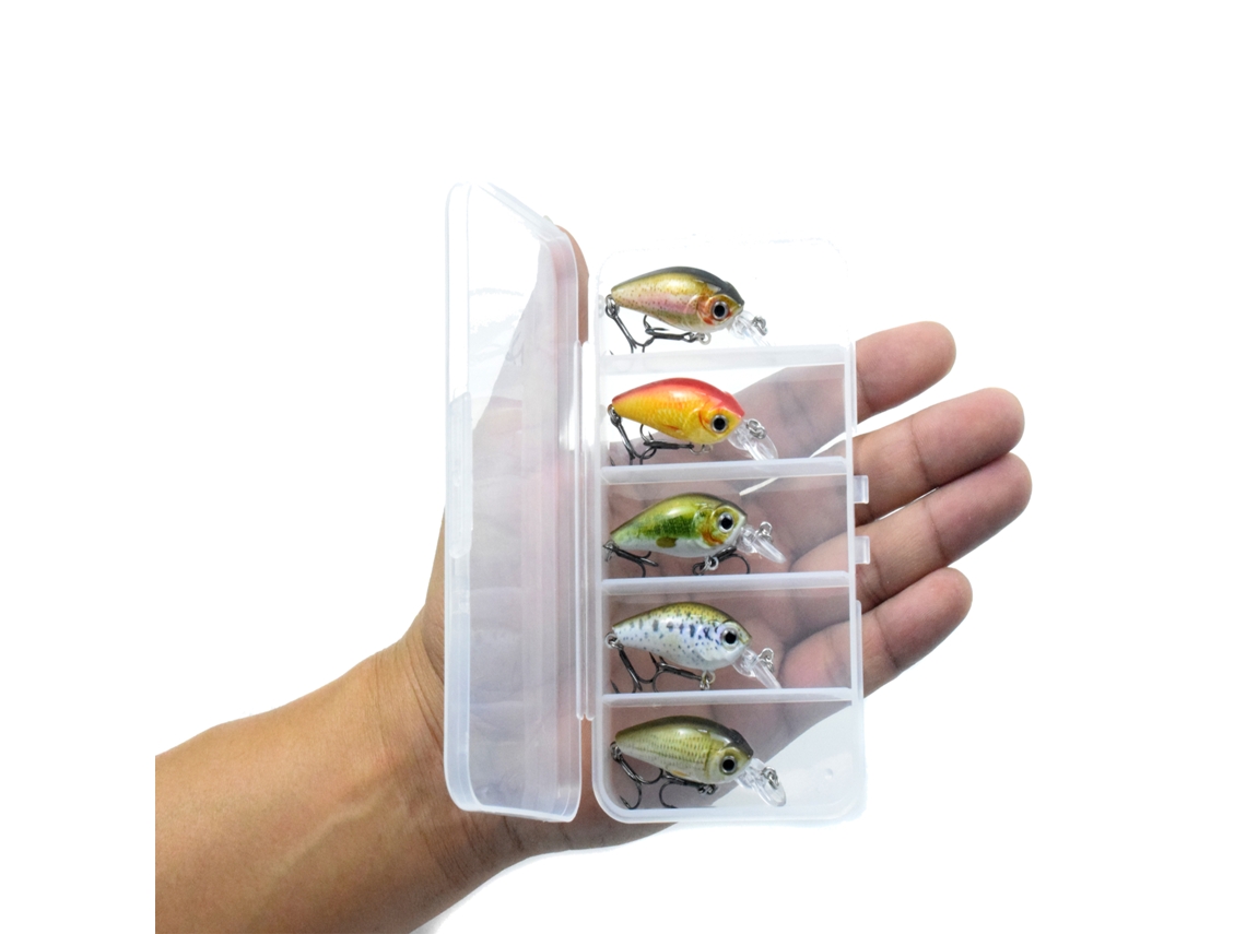 Conjunto 5 Iscas de Pesca Lixada com Caixa