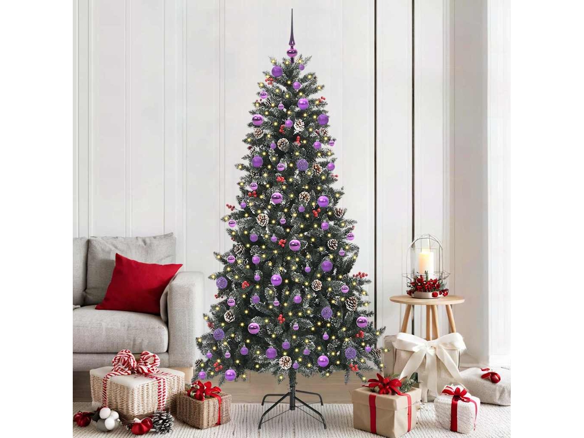 Vidaxl Árvore De Natal Artificial Verde 210 Cm Pvc, Plástico E Aço
