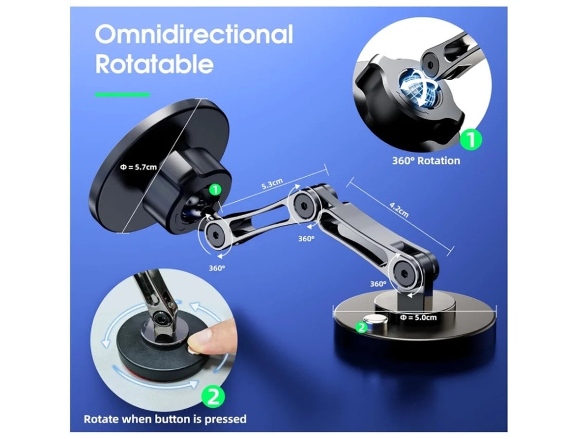 Suporte Magsafe Braço Longo Carro Yizhood Magnética Preto