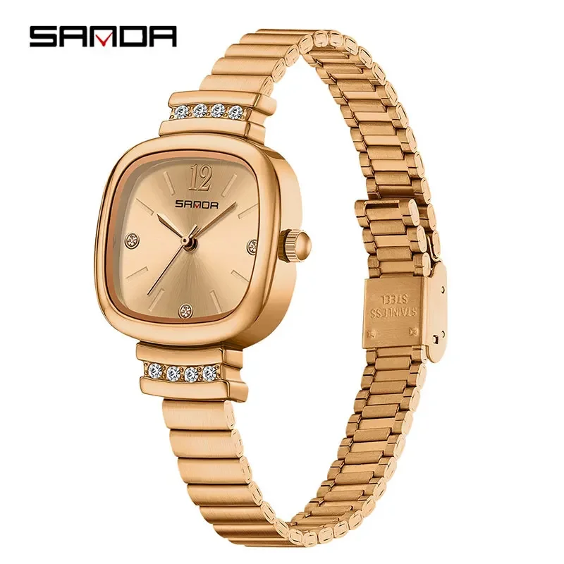Relógio Feminino Quadrado, Elegante e Estiloso, com Pulseira de Aço Inoxidável e Mecanismo de Quartzo. MDUG