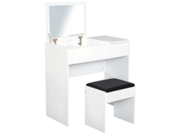 Mesa Tocador de Maquillaje com Taburete,espelho com Tapa Abatible e Cajas,80x40x79cm BTFORUS