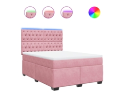 Conjunto 1 Cama Box Spring Vidaxl Cor-de-rosa Veludo (200 X 160 X 150.5 Cm)