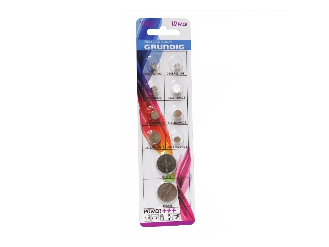 Pilha Lithium Botão Ag1/3/4/5 Cr2016/Cr2025 10X Blister