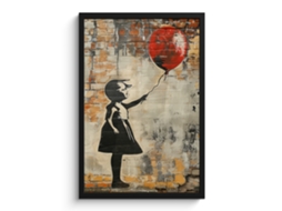 Poster Emoldurado Graffiti - Banksy - Rapariga - Arte De Rua 40x60 Cm