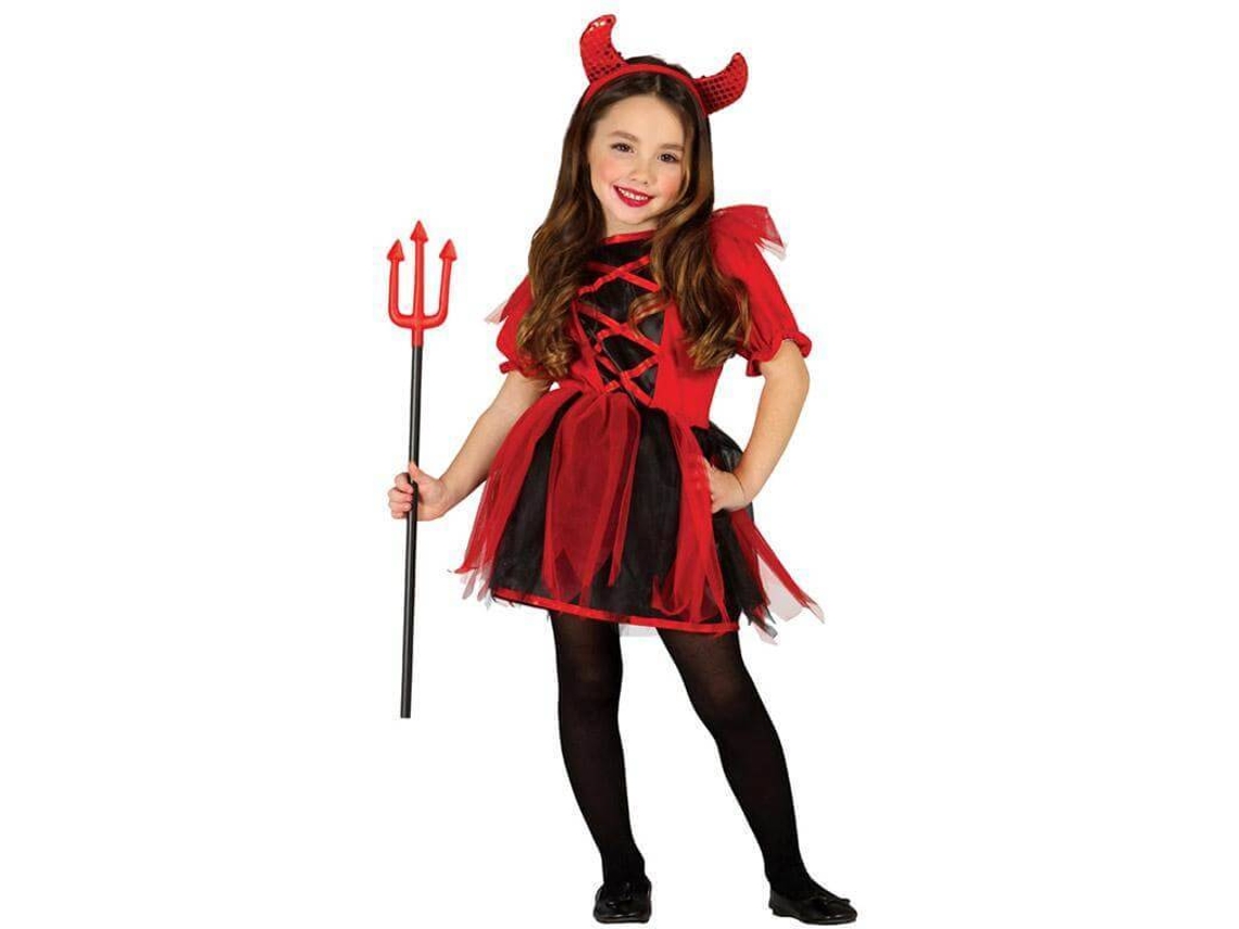 Fato de Menina DISFRAZZES Diabo Vermelho E Preto (Tam: 7 a 9 Anos)