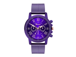 Reloj De Pulsera Analógico De Cuarzo Con Correa De Cuero Pu Para Mujer Y Hombre (morado)